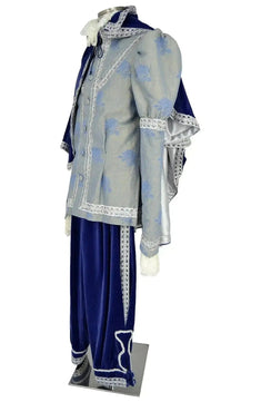Noleggio abito storico uomo blu velluto con mantello - carnevale