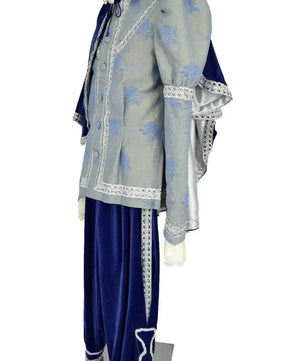Noleggio abito storico uomo blu velluto con mantello - carnevale