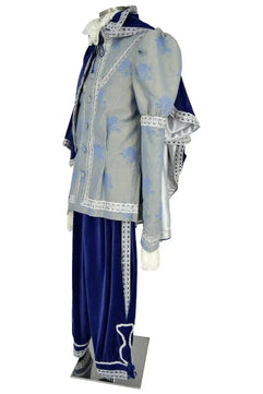 Noleggio abito storico uomo blu velluto con mantello - carnevale