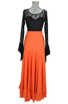 Noleggio abito elegante nero e arancione con pizzo per Halloween