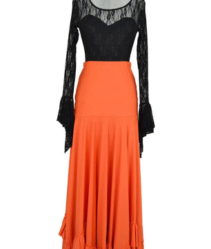 Noleggio abito elegante nero e arancione con pizzo per Halloween