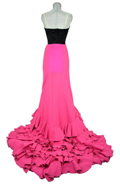 Noleggio abito flamenco donna Bata de Cola rosa e nero-danza