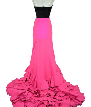 Noleggio abito flamenco donna Bata de Cola rosa e nero-danza