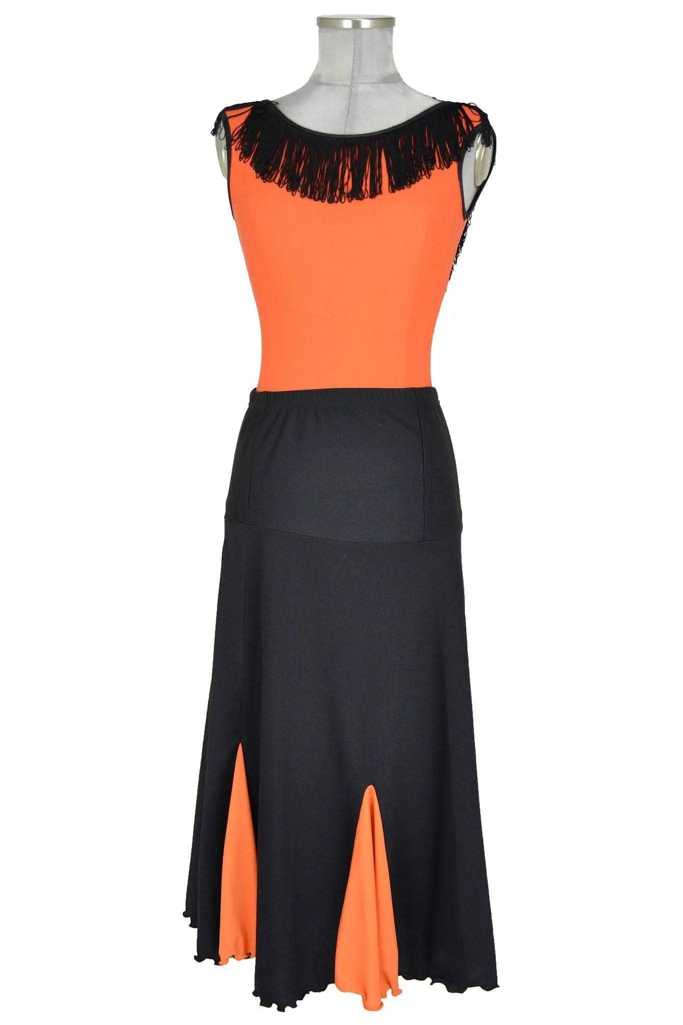 noleggio-abito-donna-flamenco-nero-arancione-frange_1