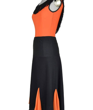 noleggio-abito-donna-flamenco-nero-arancione-frange_2