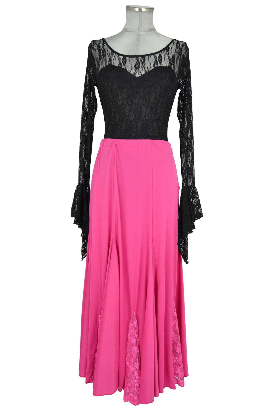 Noleggio abito donna stile flamenco rosa inserti in pizzo-danza