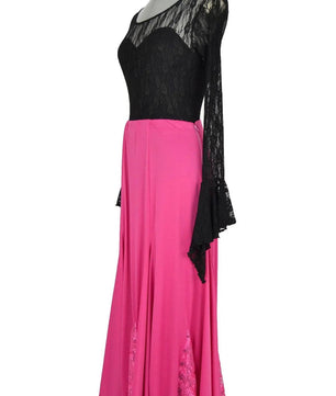 Noleggio abito donna stile flamenco rosa inserti in pizzo-danza