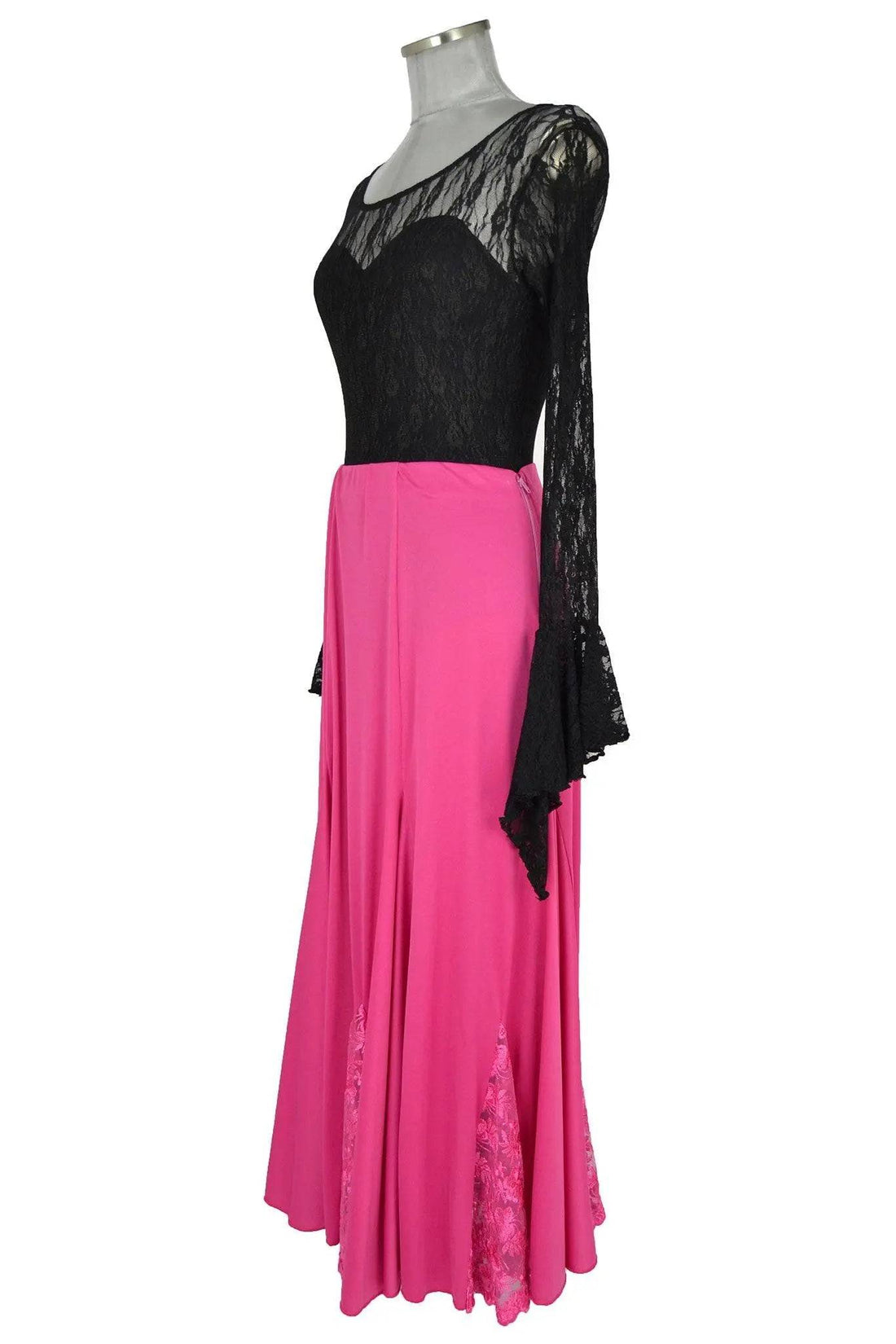 Noleggio abito donna stile flamenco rosa inserti in pizzo-danza