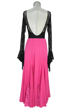 Noleggio abito donna stile flamenco rosa inserti in pizzo-danza