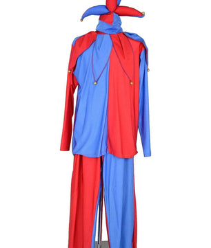 Costume uomo per giullare medievale, fool shakespeariano o jolly gioco