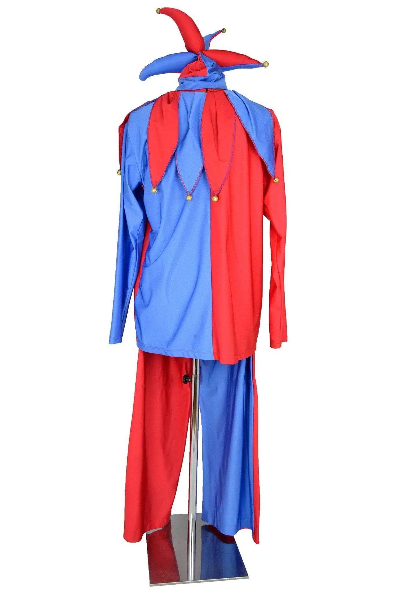 Costume uomo per giullare medievale, fool shakespeariano o jolly gioco