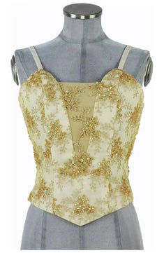 Noleggio corpetto da danza donna elegante ricamato in oro e strass