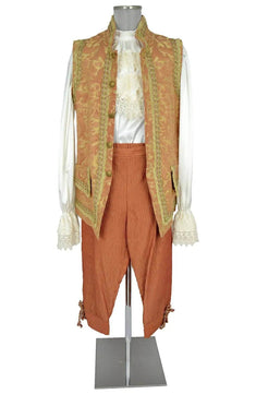 Noleggio abito barocco uomo arancio gilet damascato '700-storico