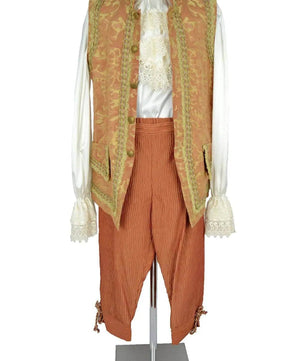 Noleggio abito barocco uomo arancio gilet damascato '700-storico