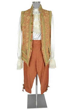 Noleggio abito barocco uomo arancio gilet damascato '700-storico