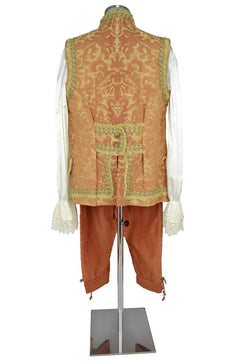 Noleggio abito barocco uomo arancio gilet damascato '700-storico