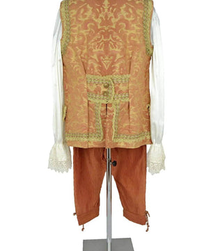 Noleggio abito barocco uomo arancio gilet damascato '700-storico