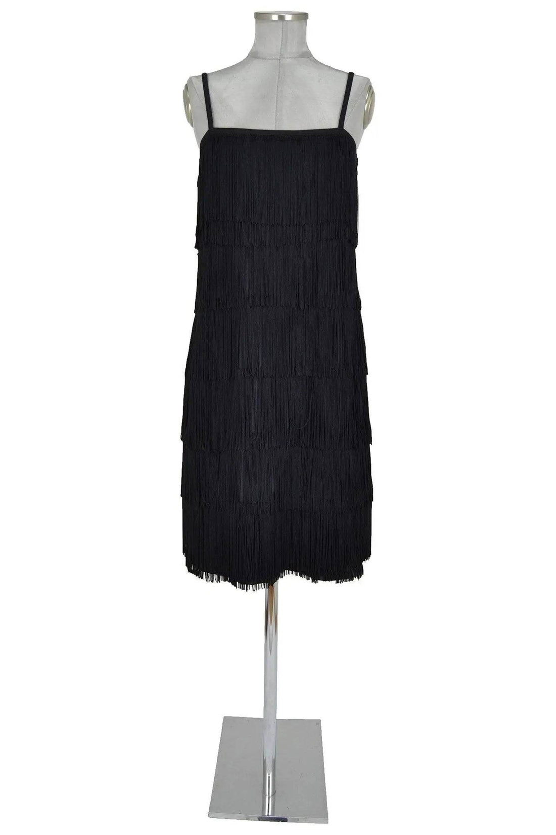 Noleggio abito Charleston nero con frange da donna, vista frontale