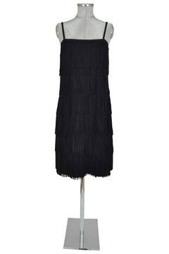 Noleggio abito Charleston nero con frange da donna, vista frontale