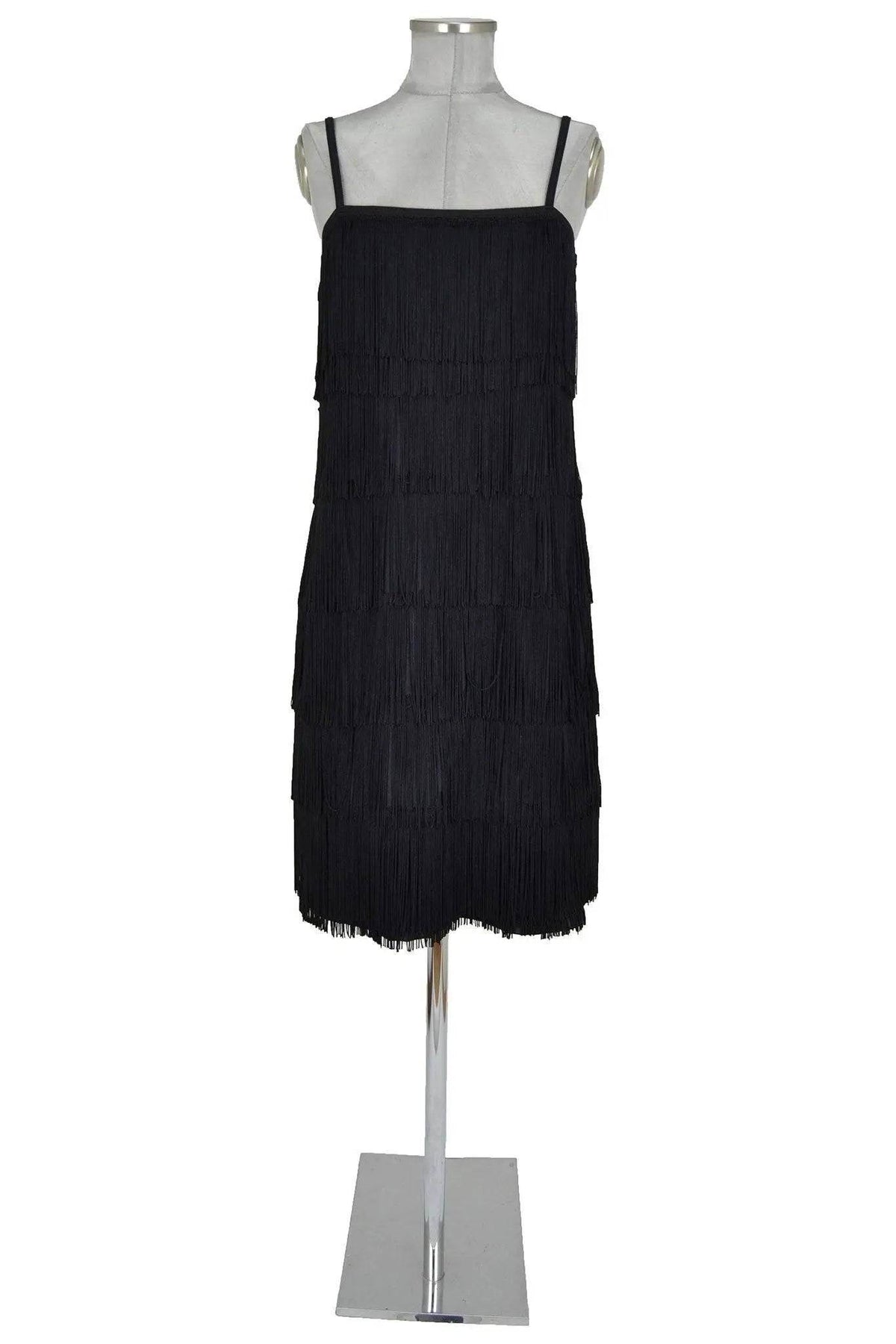 Noleggio abito Charleston nero con frange da donna, vista frontale