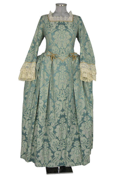 Noleggio abito barocco donna verde damascato-storico-carnevale