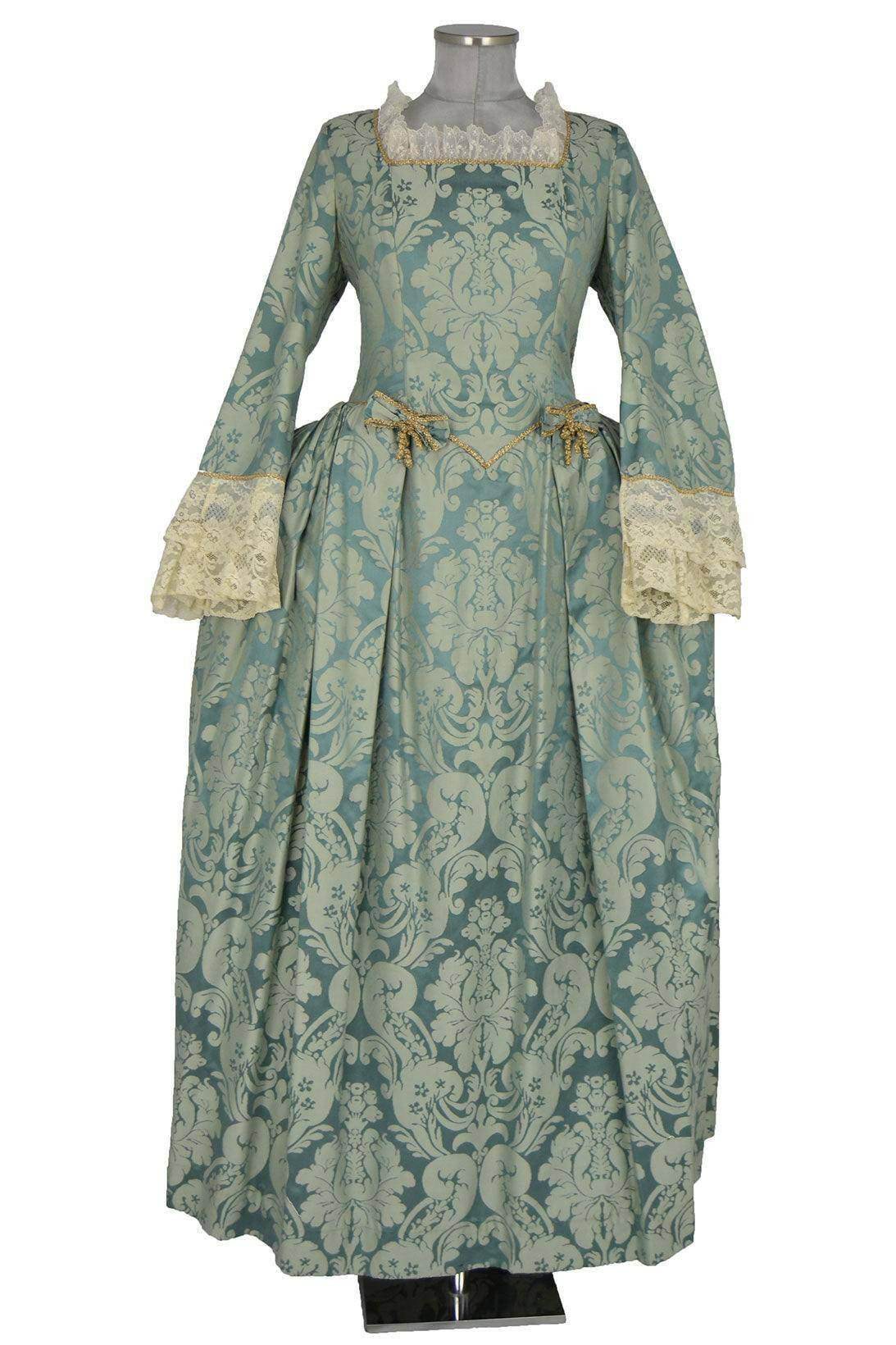 Noleggio abito barocco donna verde damascato-storico-carnevale