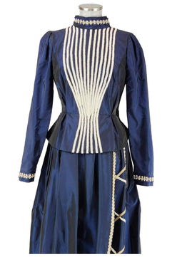 Noleggio Abito Donna Storico Blu con Dettagli Bianchi