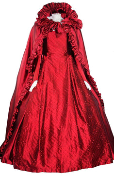 Noleggio abito donna del '600 - '800 tutto in seta rossa Valentivo-storico-carnevale