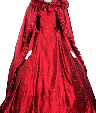 Noleggio abito donna del '600 - '800 tutto in seta rossa Valentivo-storico-carnevale
