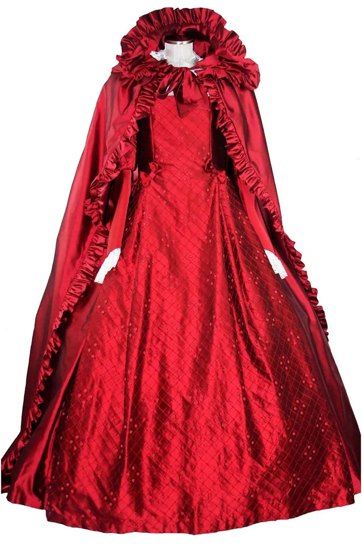 Noleggio abito donna del '600 - '800 tutto in seta rossa Valentivo-storico-carnevale