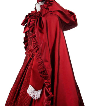 Noleggio abito donna del '600 - '800 tutto in seta rossa Valentivo-storico-carnevale