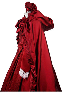 Noleggio abito donna del '600 - '800 tutto in seta rossa Valentivo-storico-carnevale