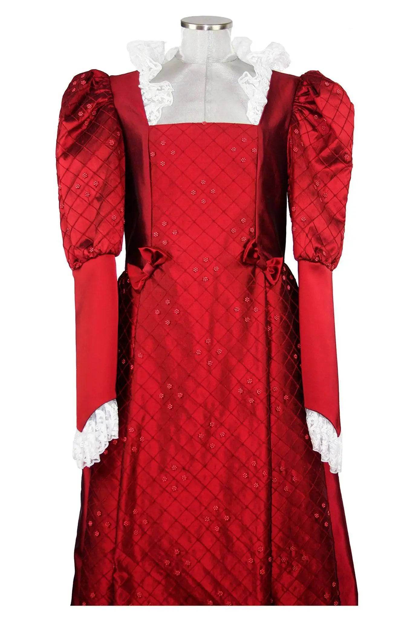Noleggio abito donna del '600 - '800 tutto in seta rossa Valentivo-storico-carnevale