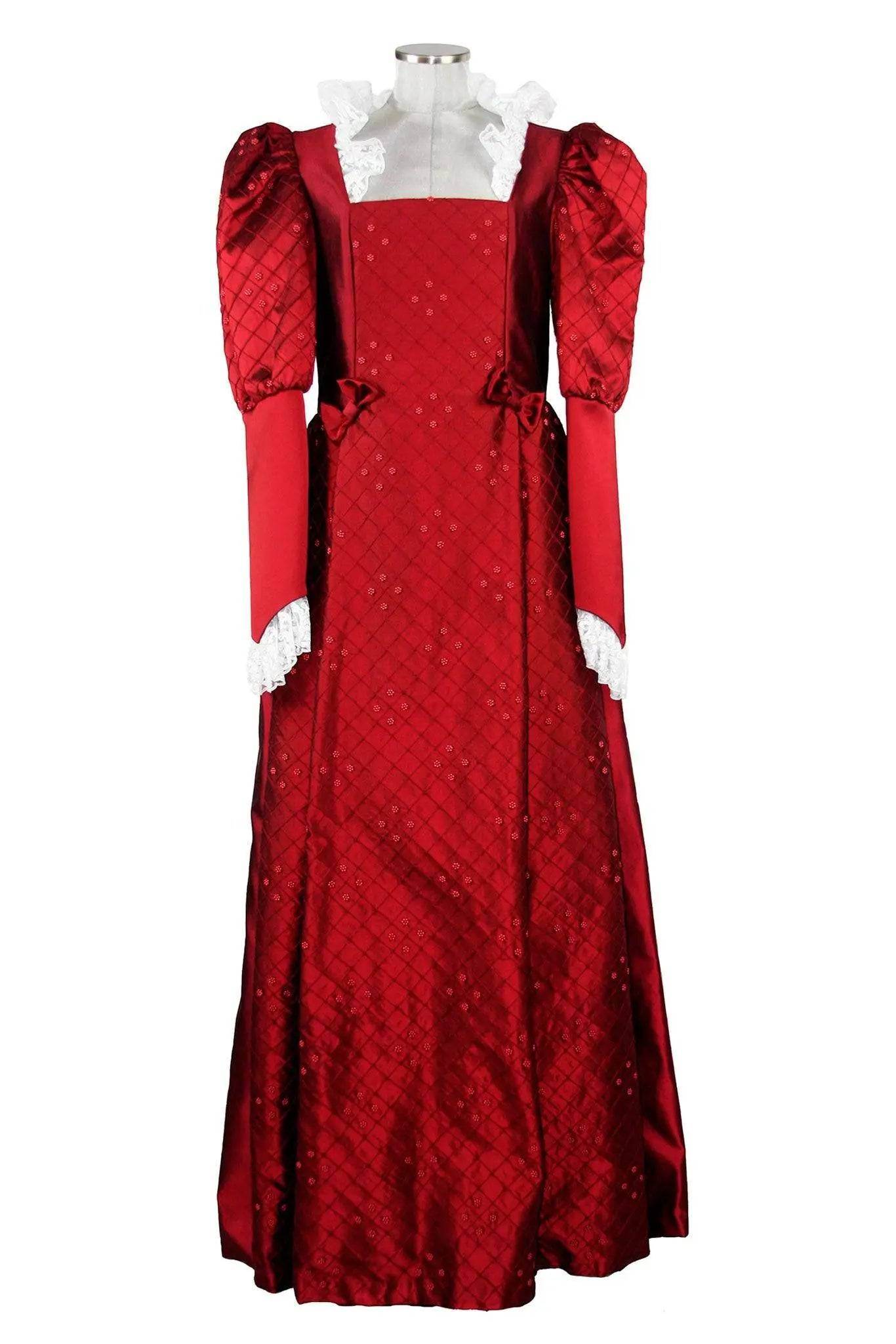Noleggio abito donna del '600 - '800 tutto in seta rossa Valentivo-storico-carnevale