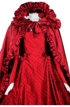 Noleggio abito donna del '600 - '800 tutto in seta rossa Valentivo-storico-carnevale