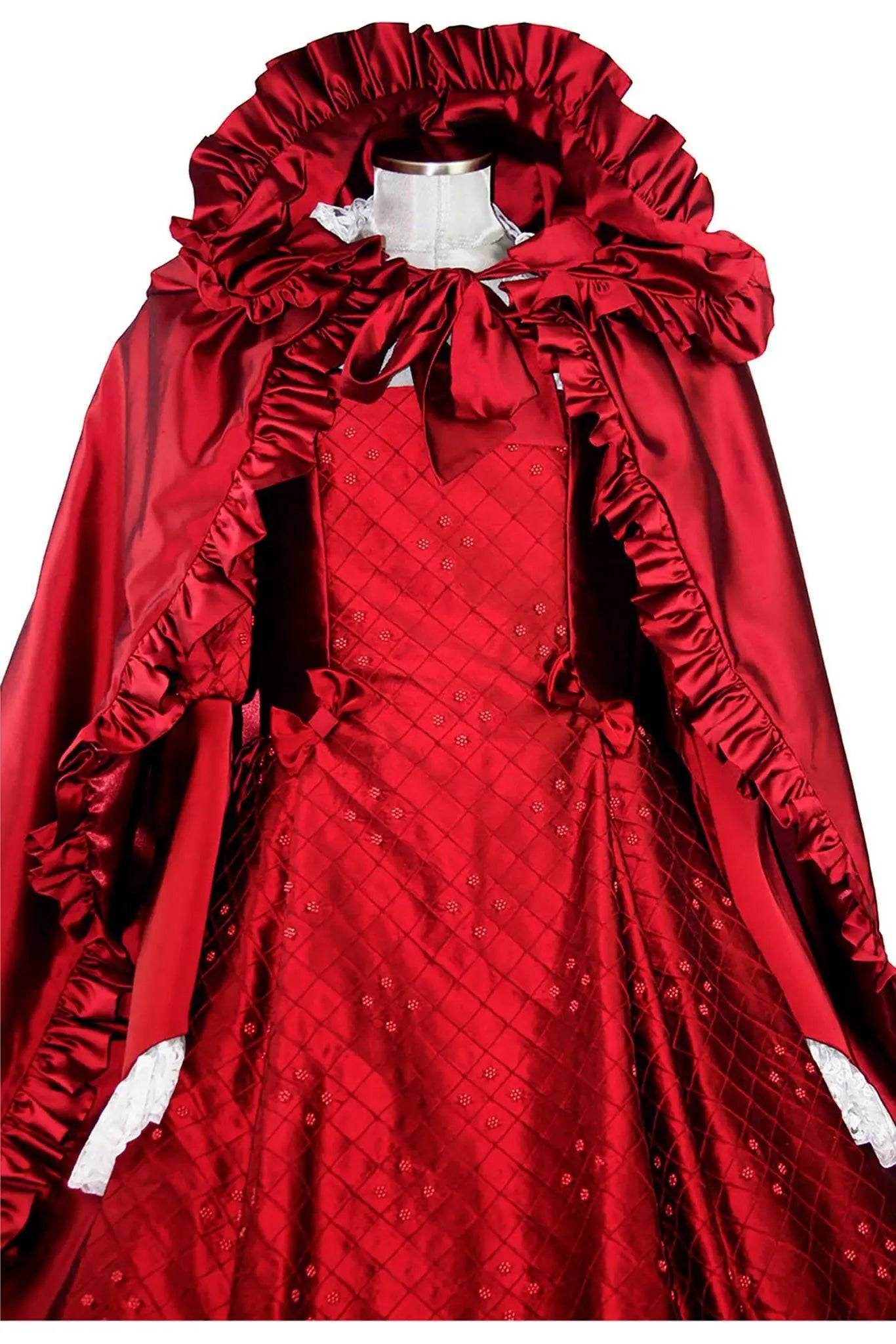 Noleggio abito donna del '600 - '800 tutto in seta rossa Valentivo-storico-carnevale