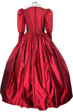 Noleggio abito donna del '600 - '800 tutto in seta rossa Valentivo-storico-carnevale