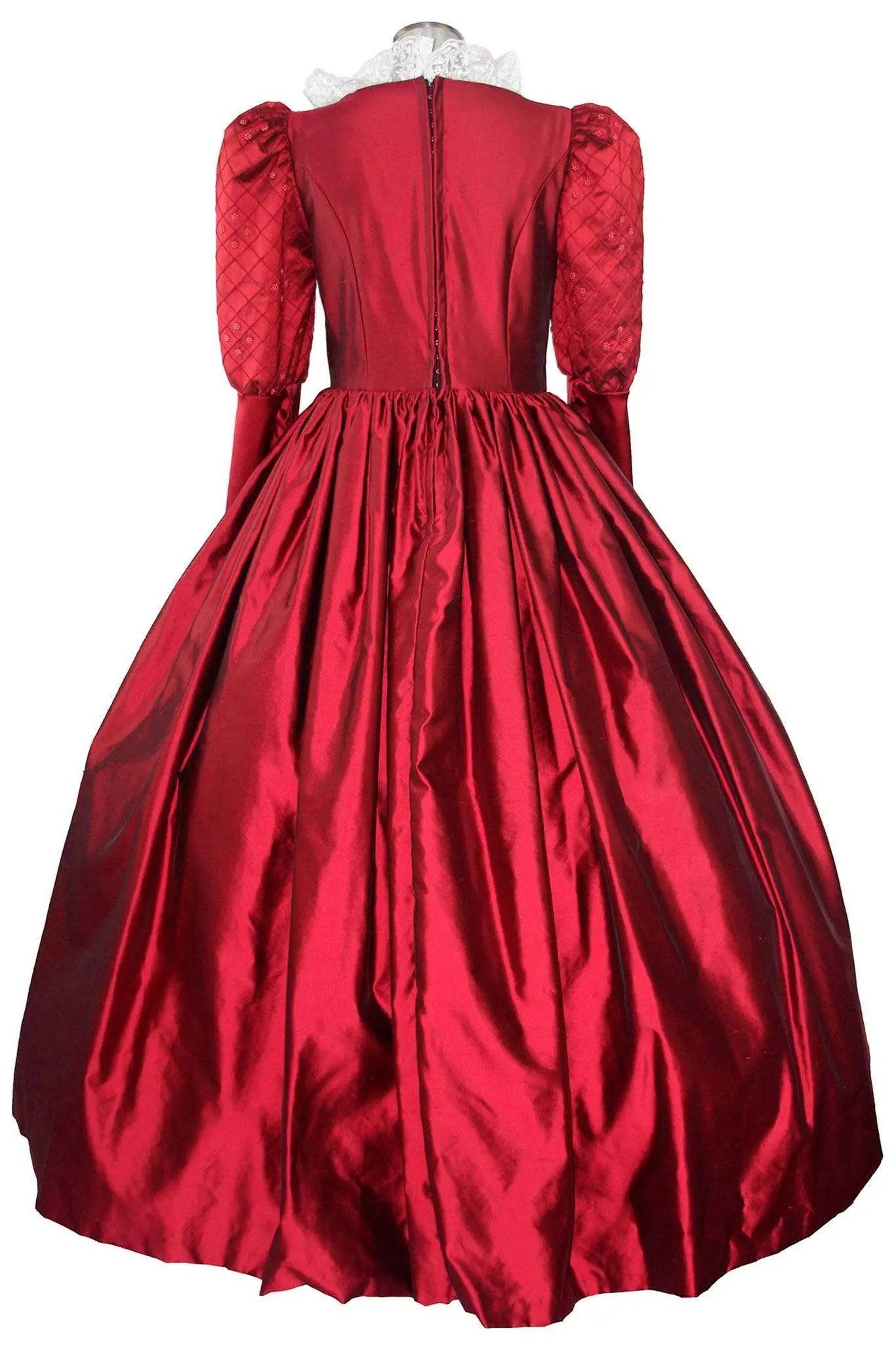 Noleggio abito donna del '600 - '800 tutto in seta rossa Valentivo-storico-carnevale
