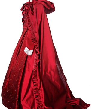 Noleggio abito donna del '600 - '800 tutto in seta rossa Valentivo-storico-carnevale