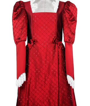 Noleggio abito donna del '600 - '800 tutto in seta rossa Valentivo-storico-carnevale