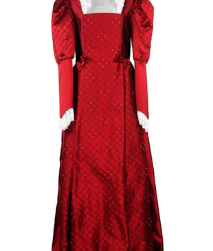 Noleggio abito donna del '600 - '800 tutto in seta rossa Valentivo-storico-carnevale