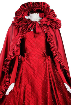 Noleggio abito donna del '600 - '800 tutto in seta rossa Valentivo-storico-carnevale