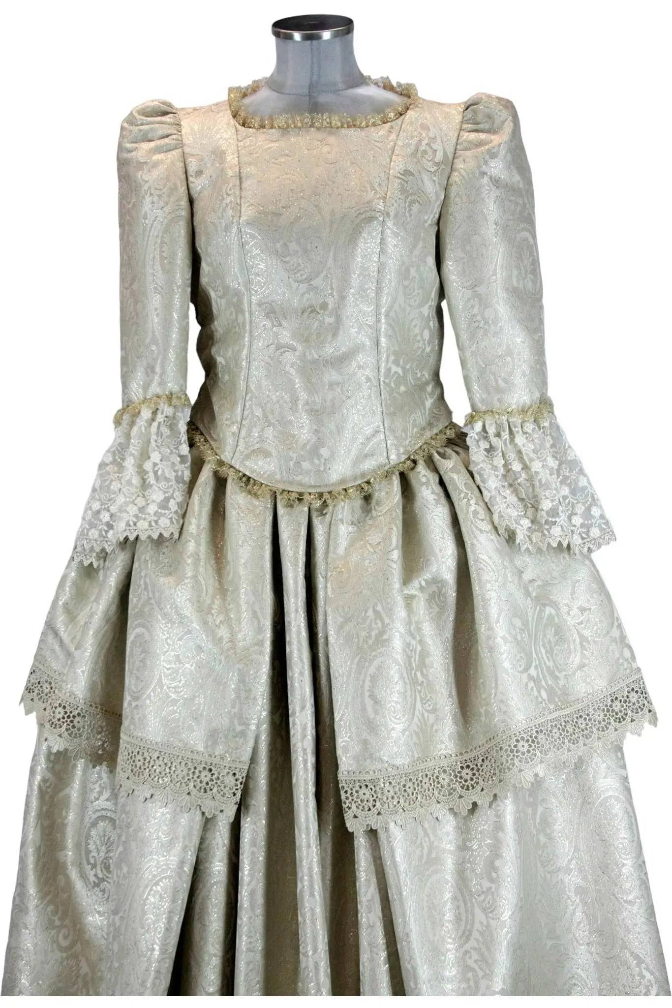 Noleggio Abito donna Storico Barocco Avorio con Mantello '700 - carnevale