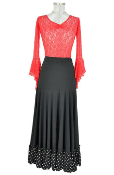 Noleggio abito flamenco donna rosso e nero con pois-danza