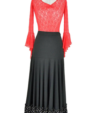 Noleggio abito flamenco donna rosso e nero con pois-danza