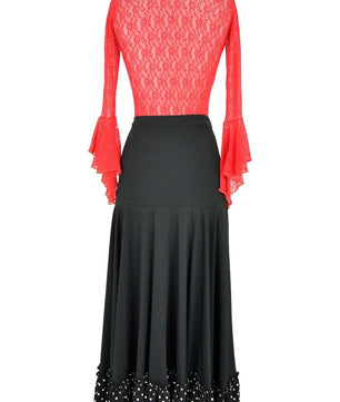 Noleggio abito flamenco donna rosso e nero con pois-danza