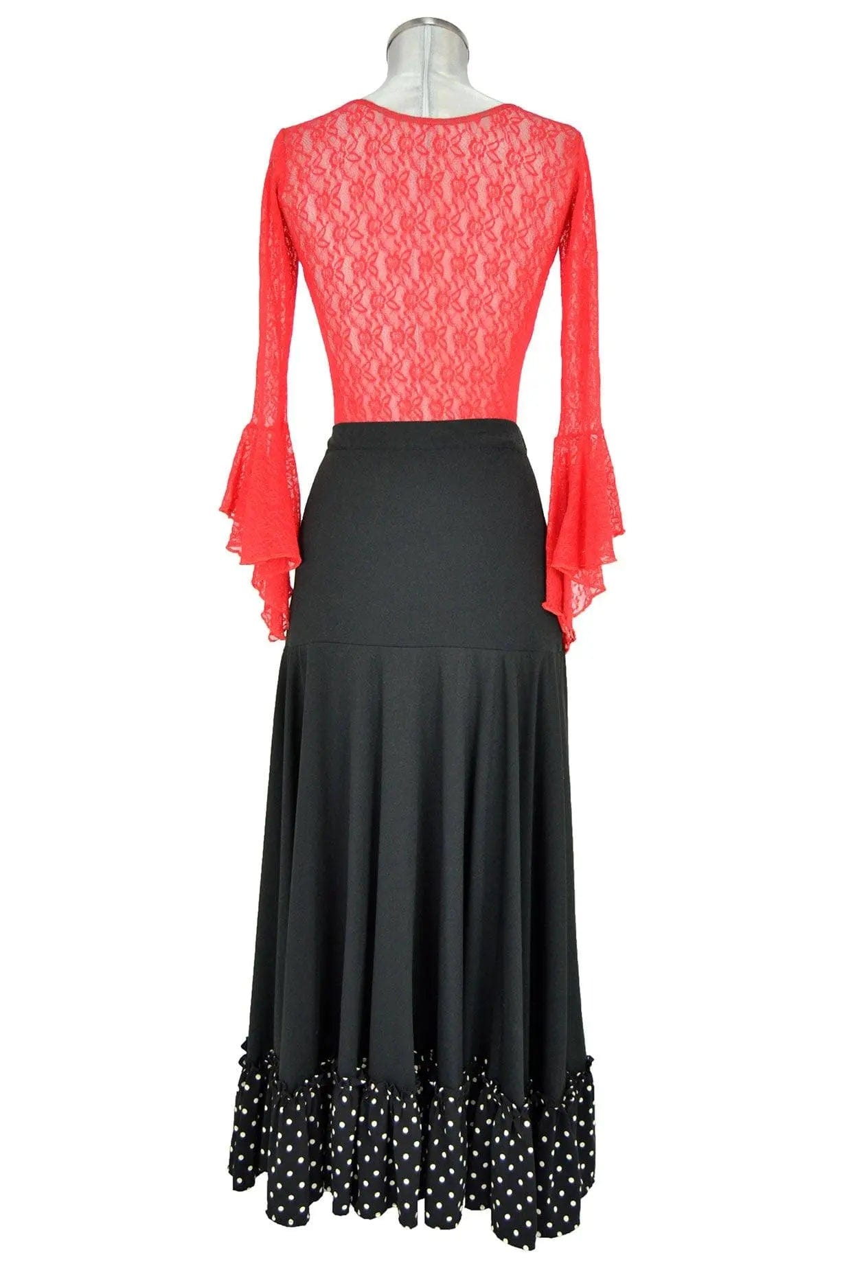 Noleggio abito flamenco donna rosso e nero con pois-danza