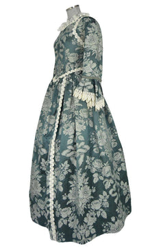 Noleggio Abito Storico Donna Barocco Verde in Broccato e Pizzo - Carnevale