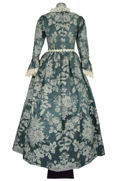 Noleggio Abito Storico Donna Barocco Verde in Broccato e Pizzo - Carnevale
