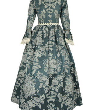 Noleggio Abito Storico Donna Barocco Verde in Broccato e Pizzo - Carnevale